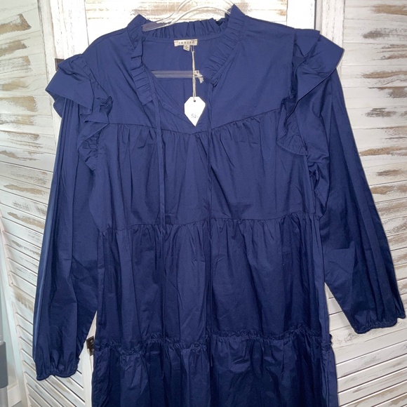 NWT JODIFL Navy Ruffle Dress - Picture 3 of 6